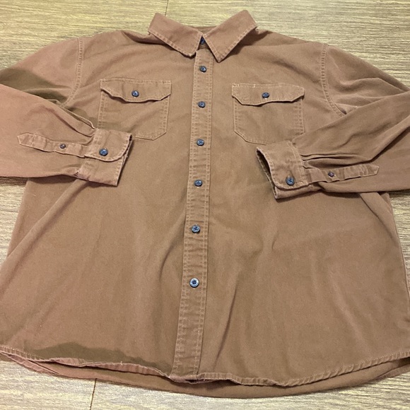 Brown Wrangler Flex Long Sleeve Button Down Stretch Shirt Size XL - Picture 2 of 6